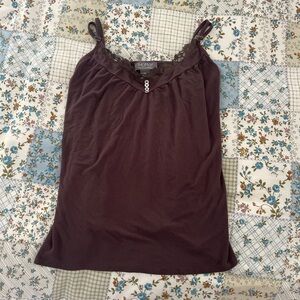 brown lace trim cami